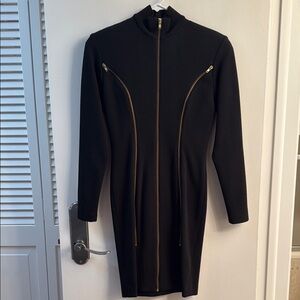 Elegant Black Zipper Dress